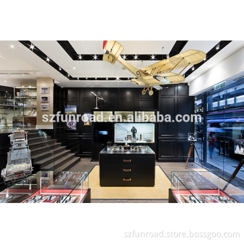 MDF watch display showcase with tempered glass and glassy paint